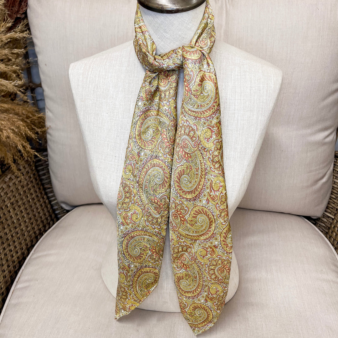 Paisley Silk Wild Rag in Brass and Bronze