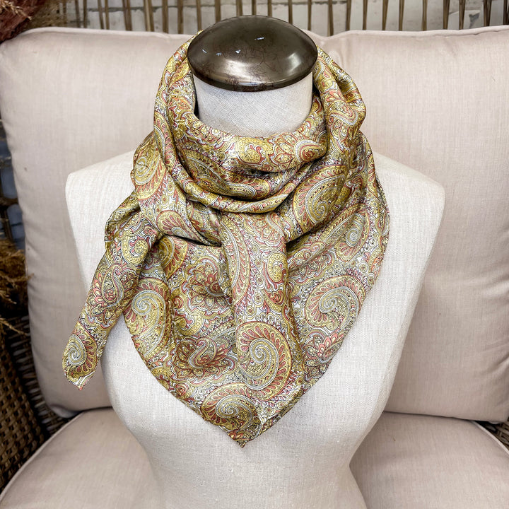 Paisley Silk Wild Rag in Brass and Bronze