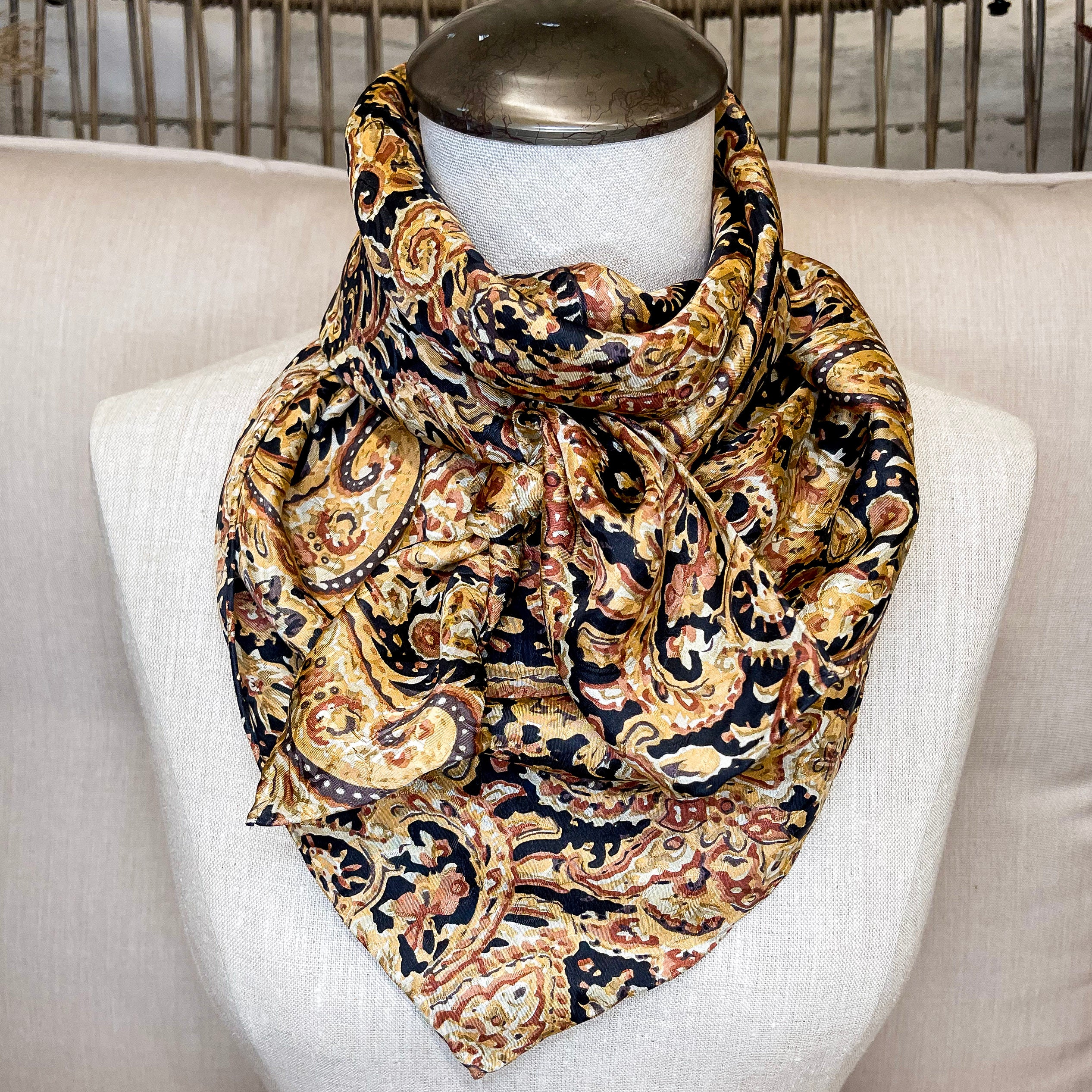 Paisley Wild Rag in Gold and Black