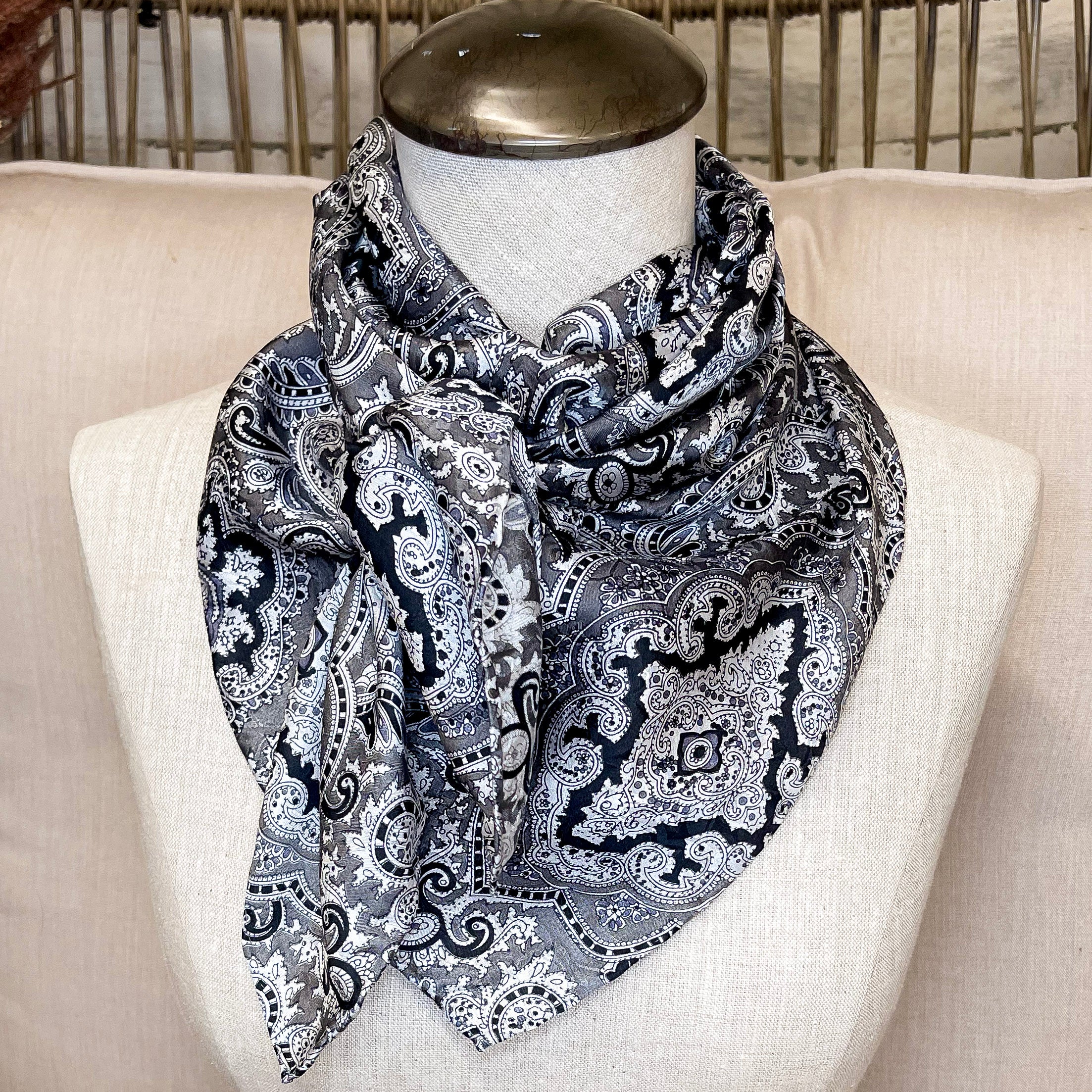 Paisley Wild Rag in Black and Silver