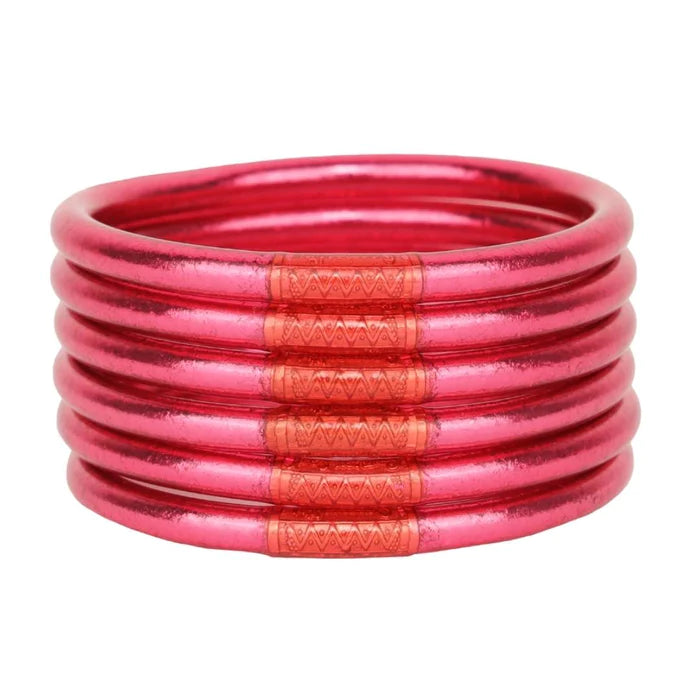 BuDhaGirl | Set of Six | All Weather Bangles in BDG Pink - Giddy Up Glamour Boutique