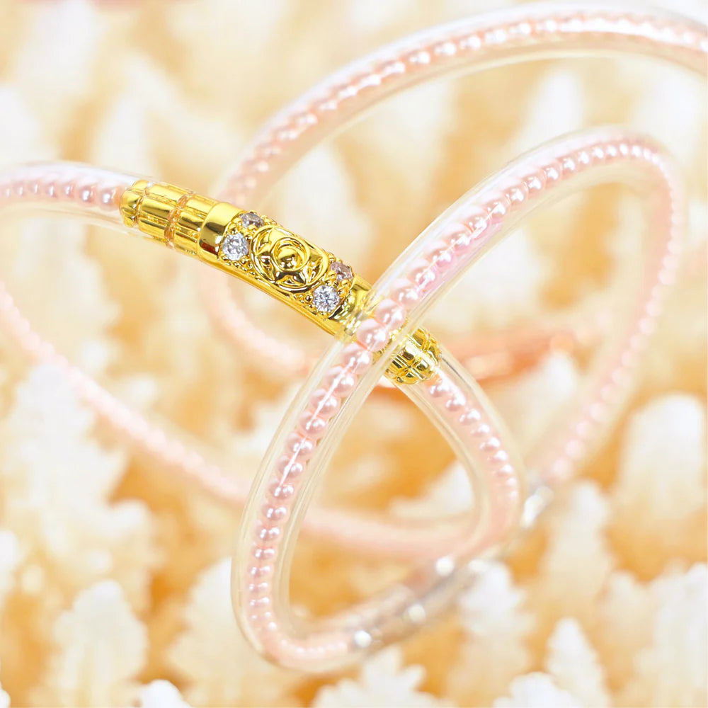 BuDhaGirl | Set of Three | Three Queens All Weather Bangles in Pink Pearl