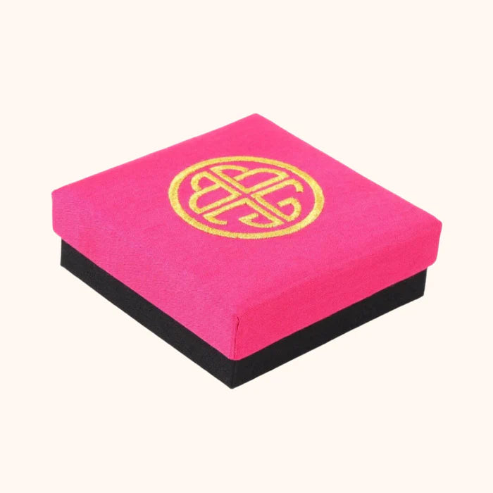 BuDhaGirl | Pink Silk Gift Box with Gold Embroidery