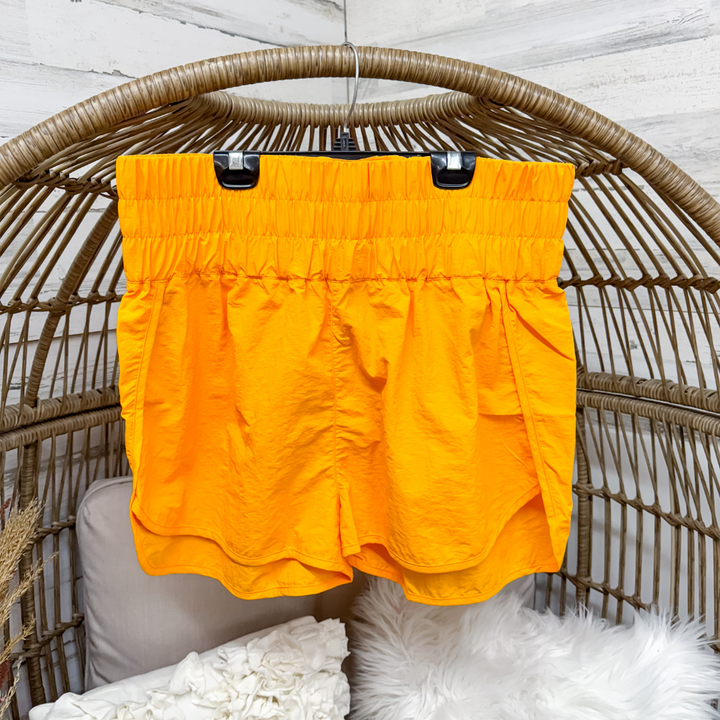 Plus Sizes | Windbreaker Smocked Waistband Shorts in Goldenrod Yellow