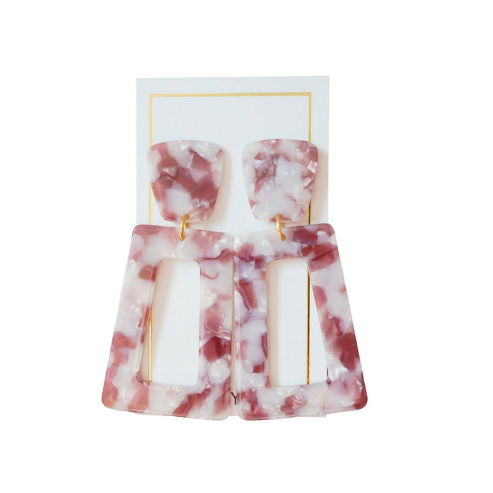 Linny Co | Kennedy Rectangular Drop Earrings in Maroon Camo