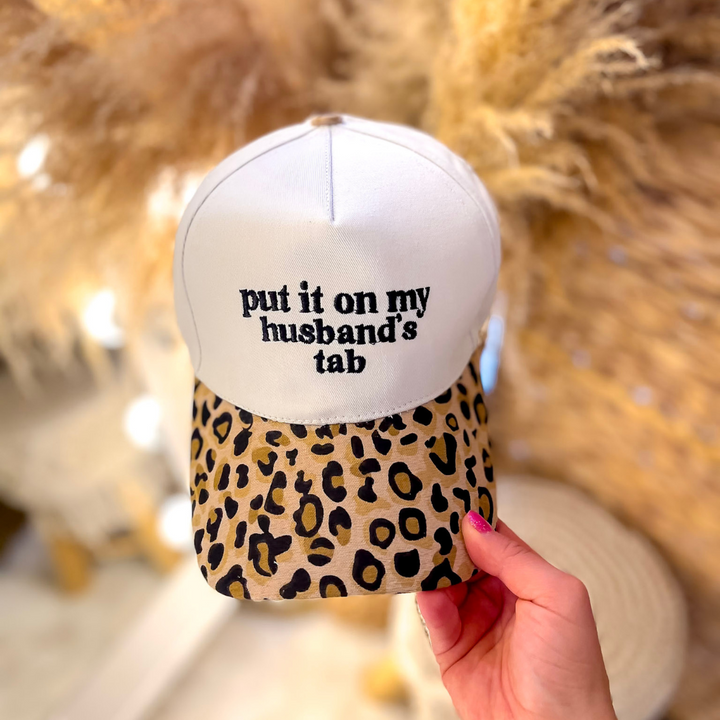 Put It On My Husband's Tab Two Tone Canvas Trucker Cap in Multiple Color Options