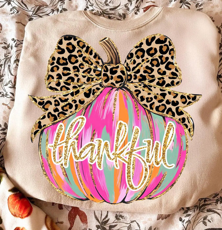 Online Exclusive | Thankful Leopard Pumpkin Graphic Tee or Sweatshirt in Multiple Printing Options and Colors
