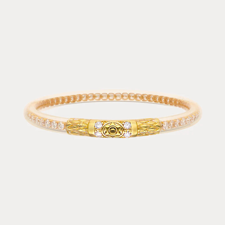 BuDhaGirl | Clear Crystal Queen All Weather Bangles in Gold Lotus