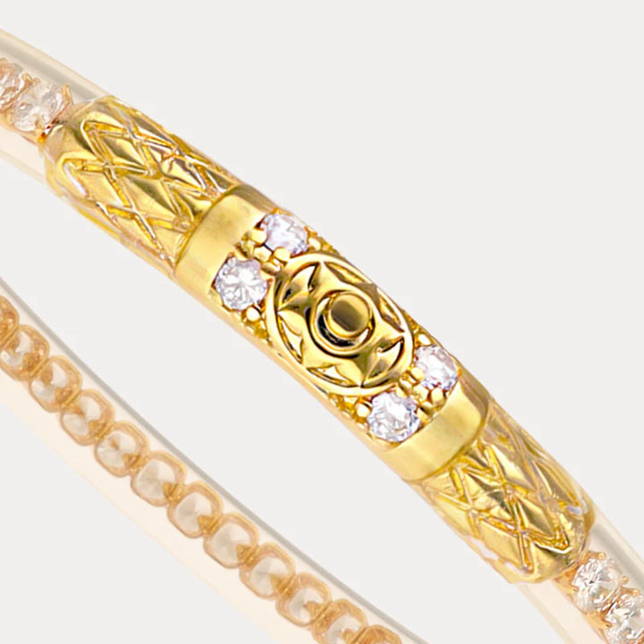 BuDhaGirl | Clear Crystal Queen All Weather Bangles in Gold Lotus