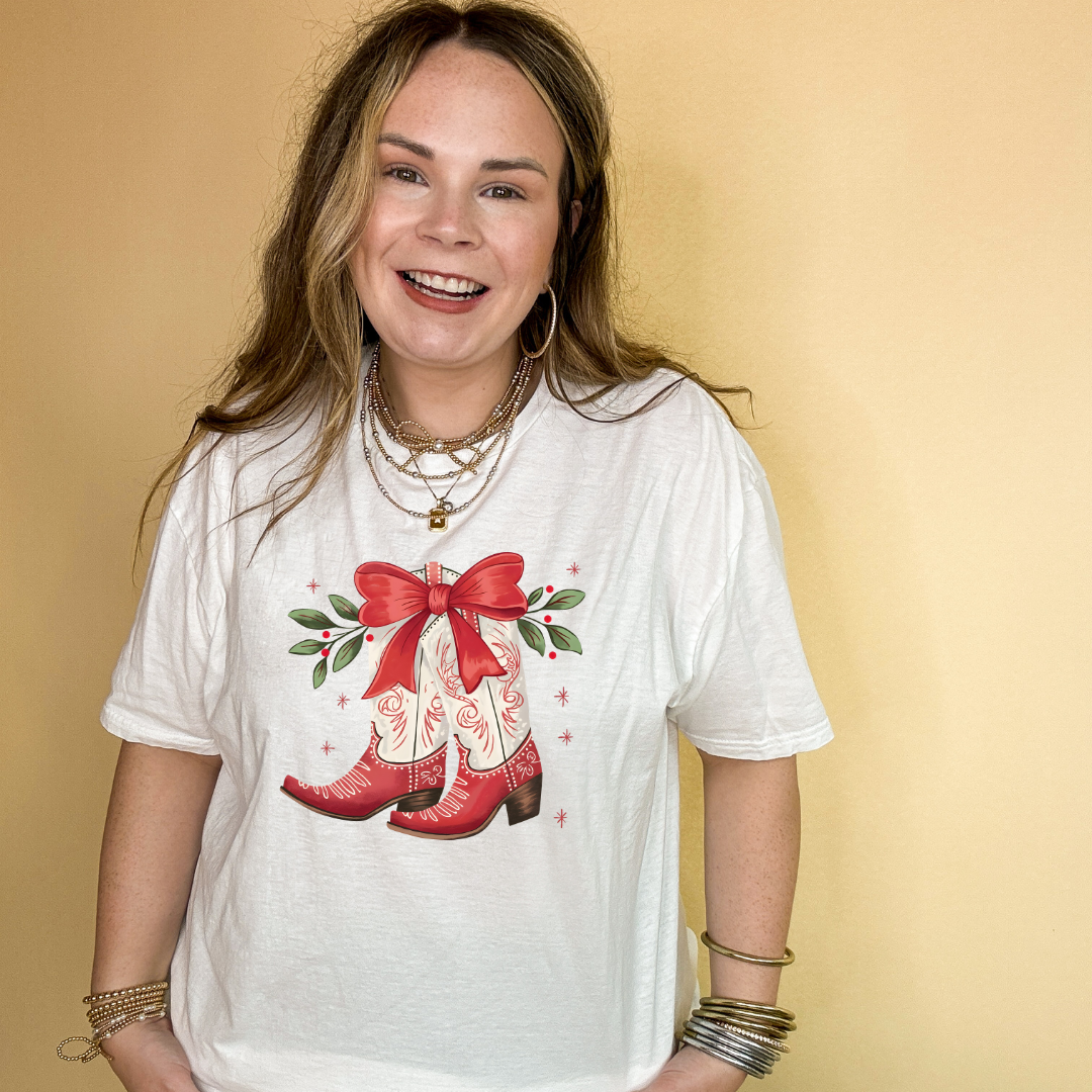 Online Exclusive | Holly Jolly Kicks Red Christmas Boots Graphic Tee in Multiple Color Options