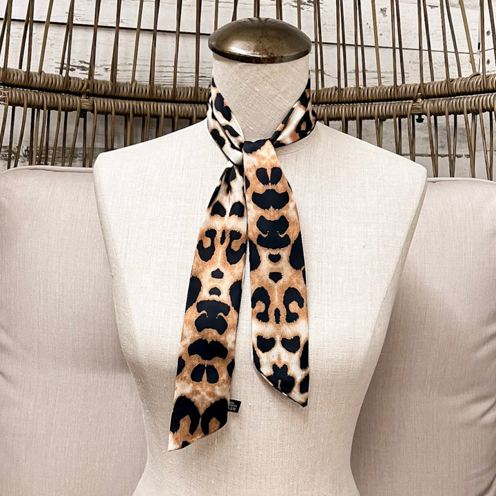 Refined on the Range Cheetah Print Twilly Scarf in Tan