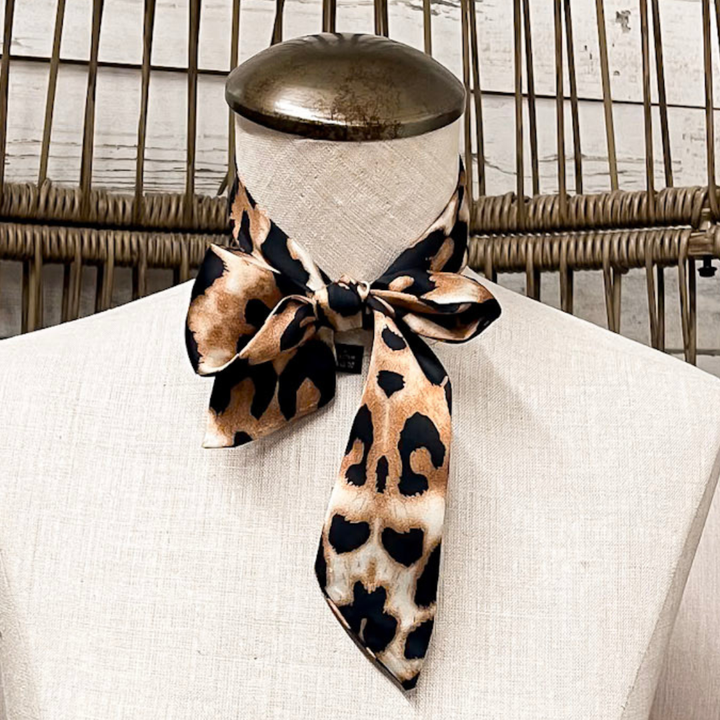 Refined on the Range Cheetah Print Twilly Scarf in Tan