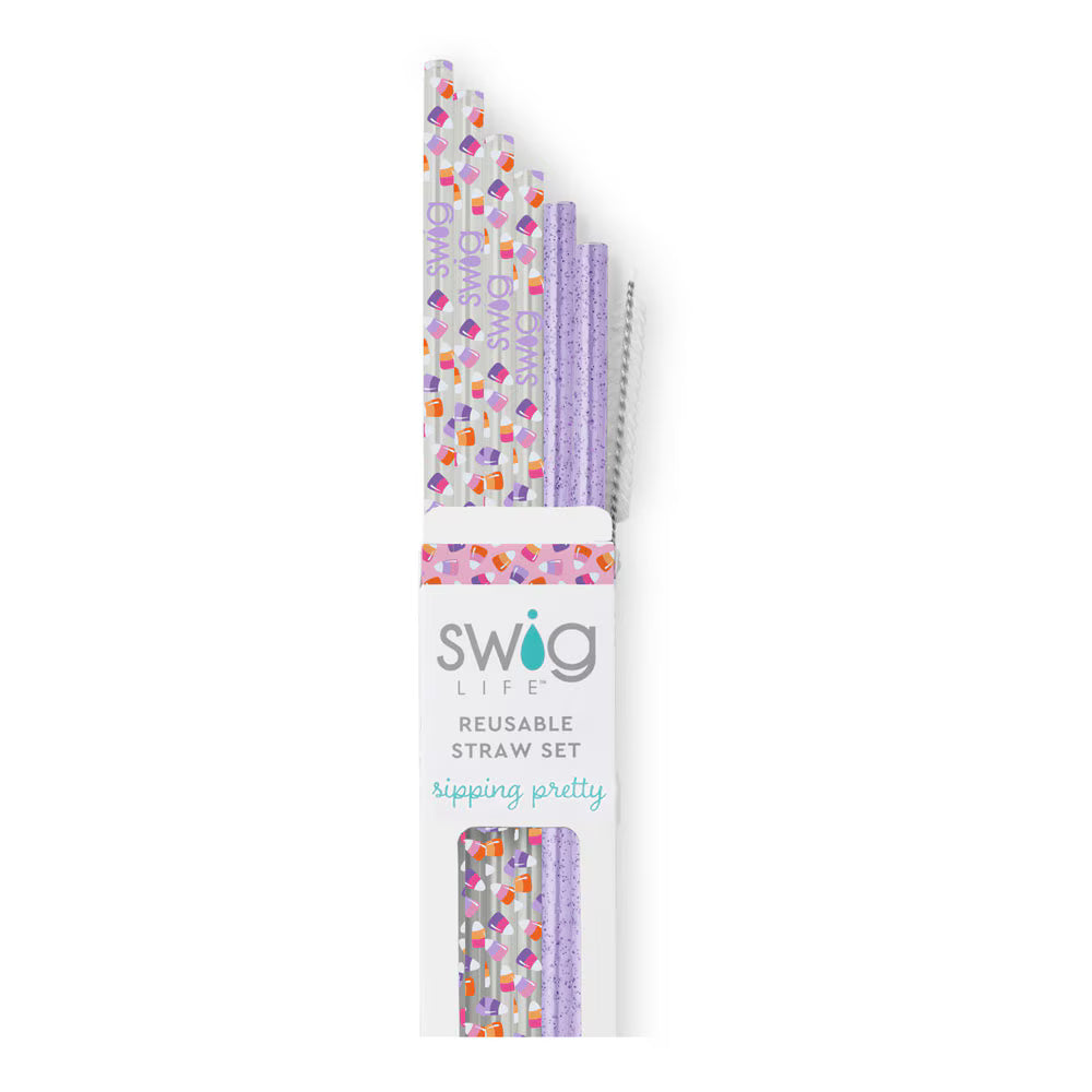Swig Life reusable straw set candy corn packaging on a white background