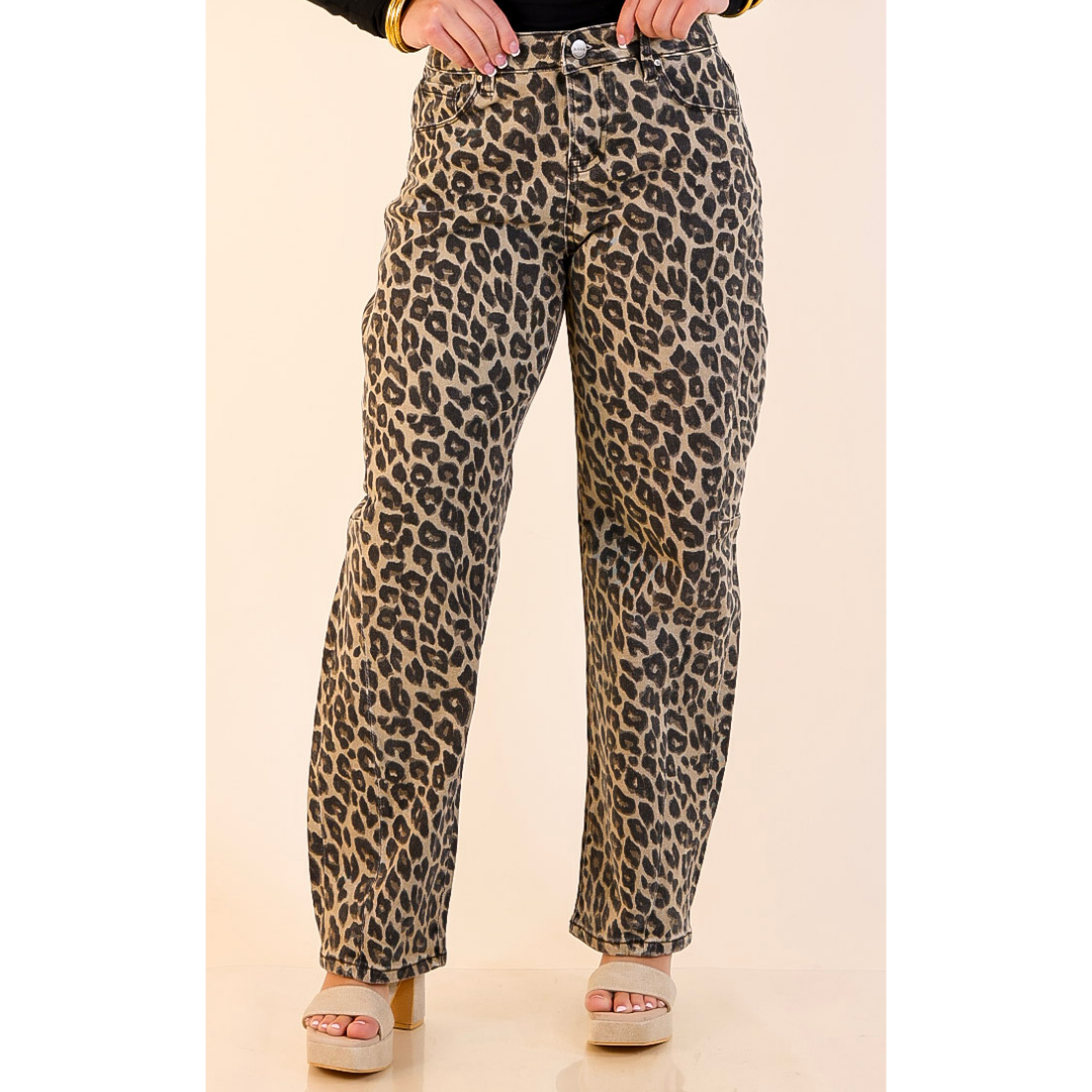 Risen | Bold by Nature Barrel Jean in Cheetah Print