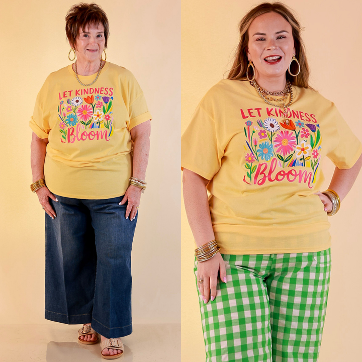 Rooted in Kindness "Let Kindness Bloom" Short Sleeve Graphic Tee in Butter Yellow