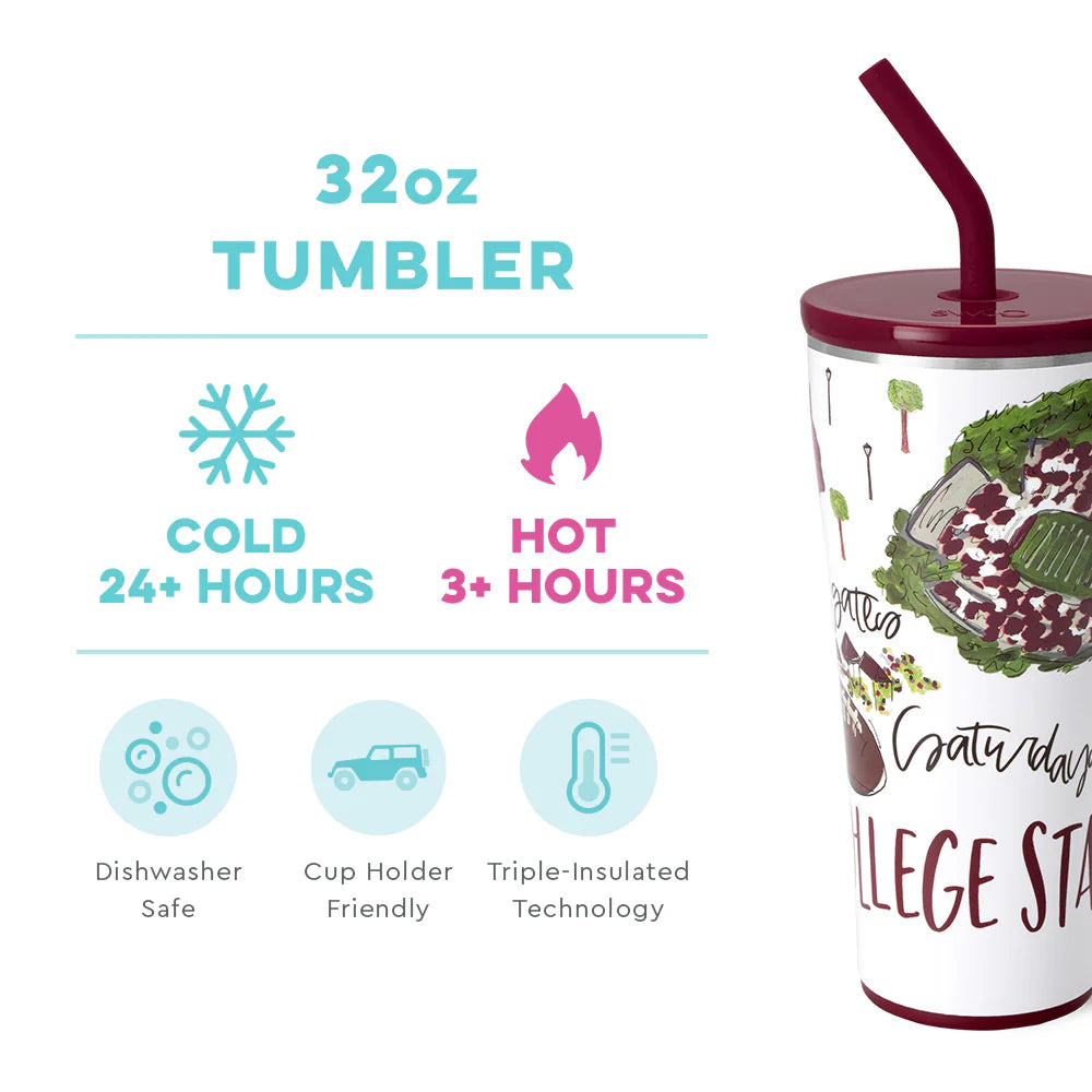 Swig | Saturdays in College Station 32 oz Straw Tumbler