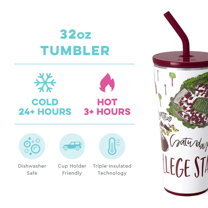 Swig | Saturdays in College Station 32 oz Straw Tumbler