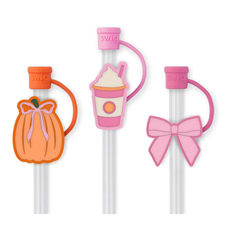 Swig | Pumpkins and Bows Straw Topper Set