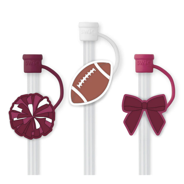 Swig | We've Got Spirit Maroon Straw Topper Set