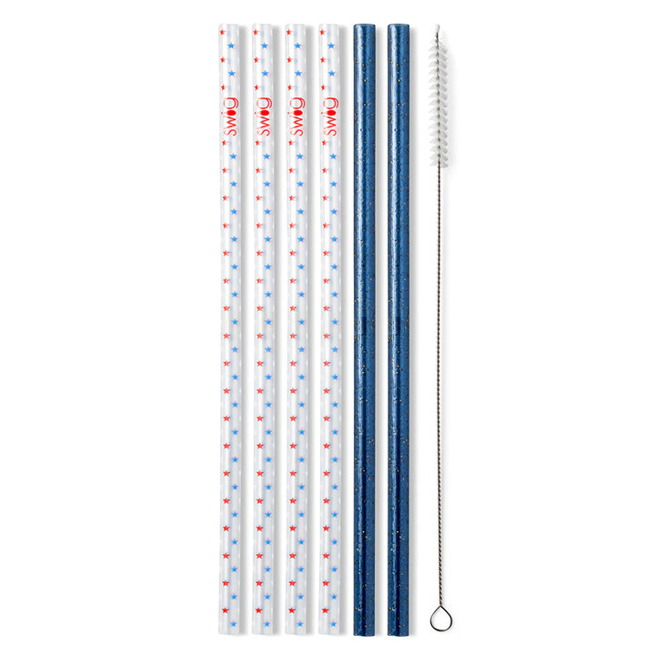 Swig | Oh My Stars + Navy Glitter Reusable Straw Set