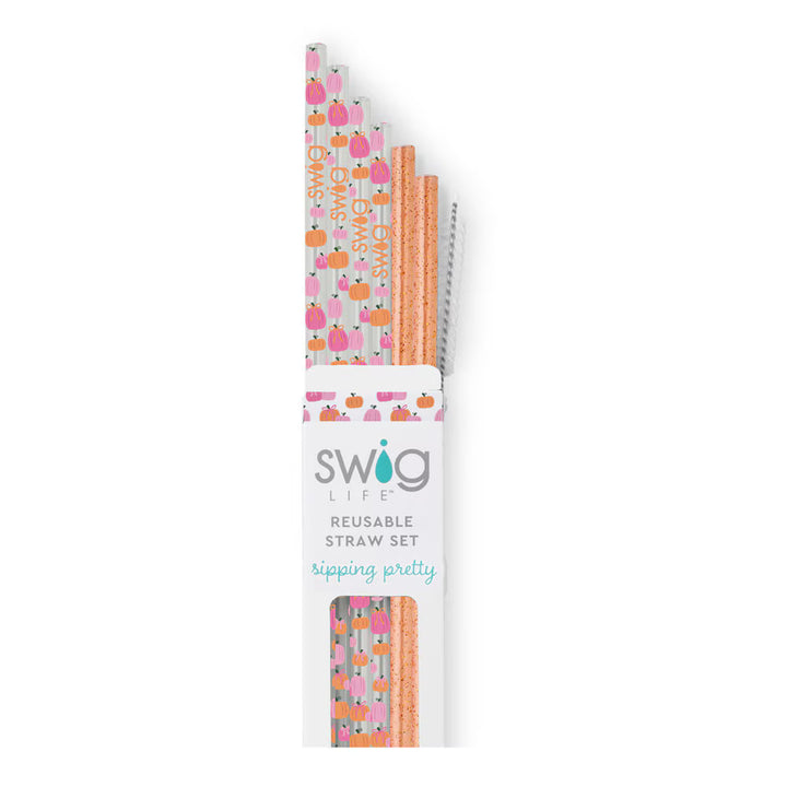 Swig | Pumpkins and Bows Reusable Straw Set