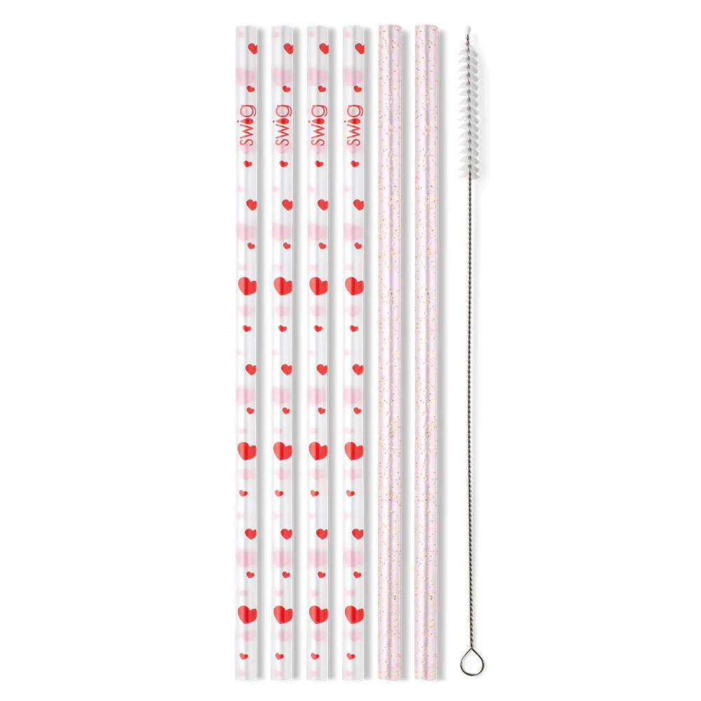 Swig | Sweethearts + Light Pink Glitter Reusable Straw Set