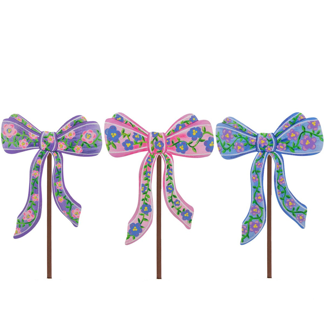 The Round Top Collection | Blooming Bows Metal Garden Stakes in Multiple Color Options