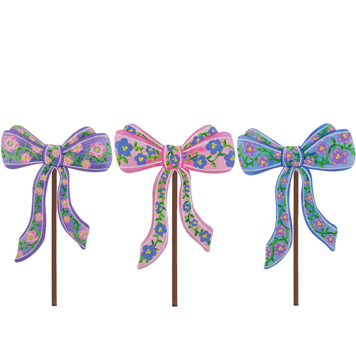 The Round Top Collection | Blooming Bows Metal Garden Stakes in Multiple Color Options