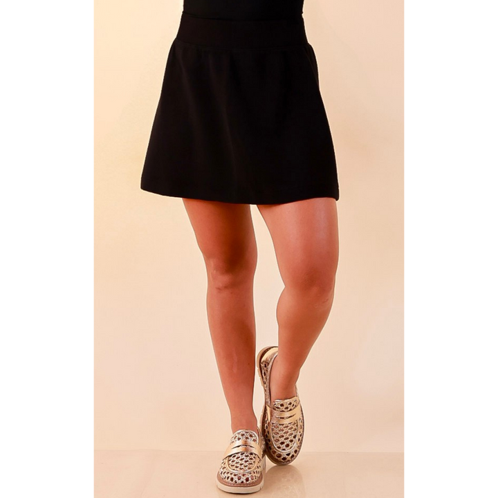 SPANX | AirEssentials® French Rib Skort with Short Lining and Phone Pocket in Black