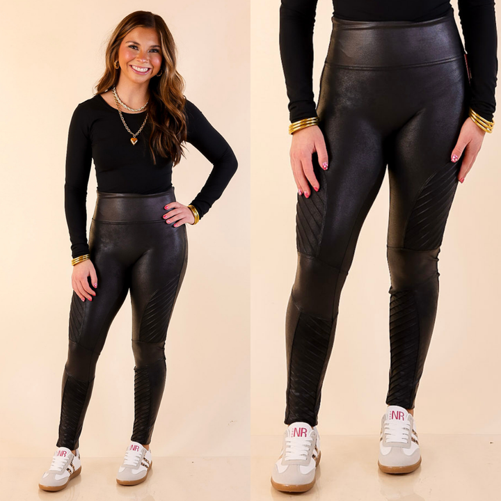 SPANX | Faux Leather Moto Leggings in Black