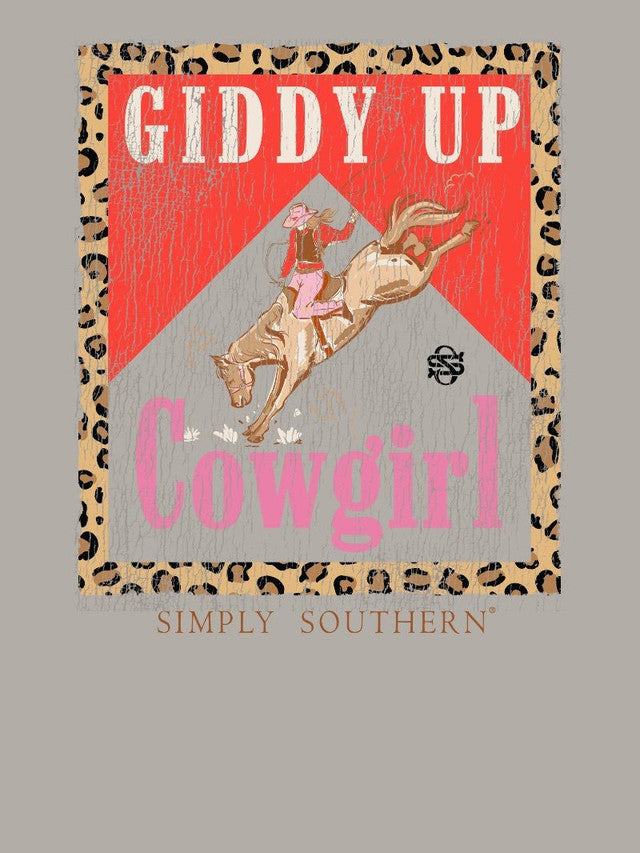 Simply Southern | Giddy Up Cowgirl Graphic T-Shirt in Washed Shadow Grey