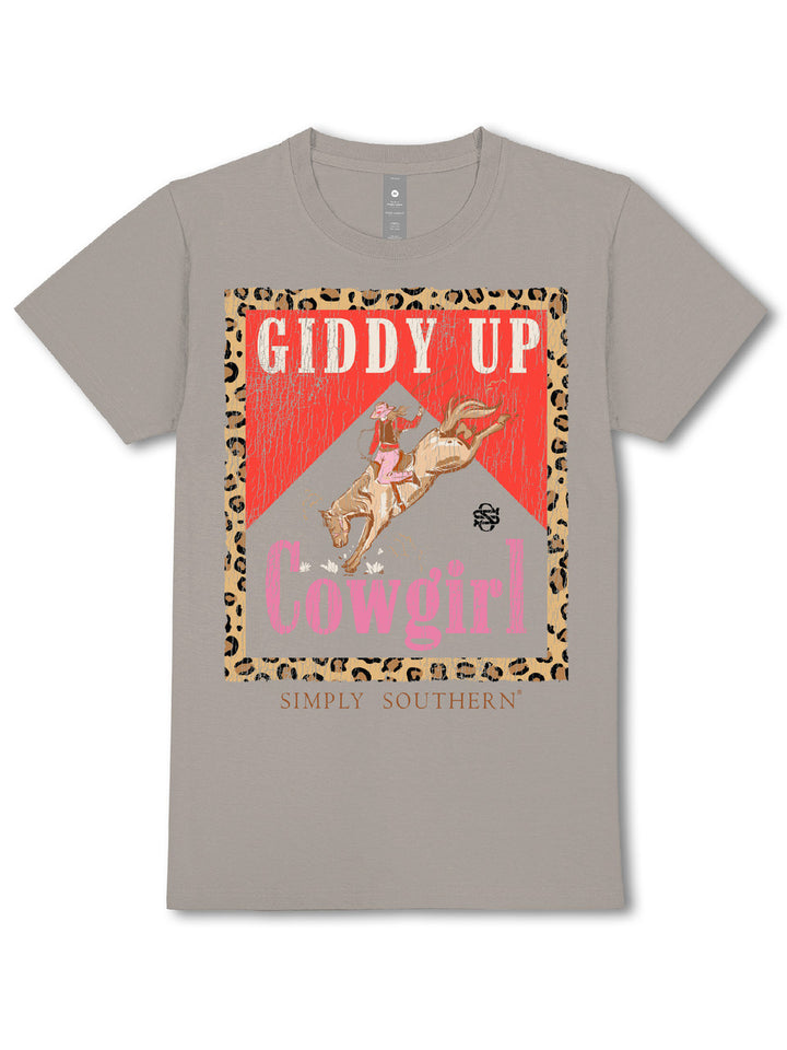 Simply Southern | Giddy Up Cowgirl Graphic T-Shirt in Washed Shadow Grey