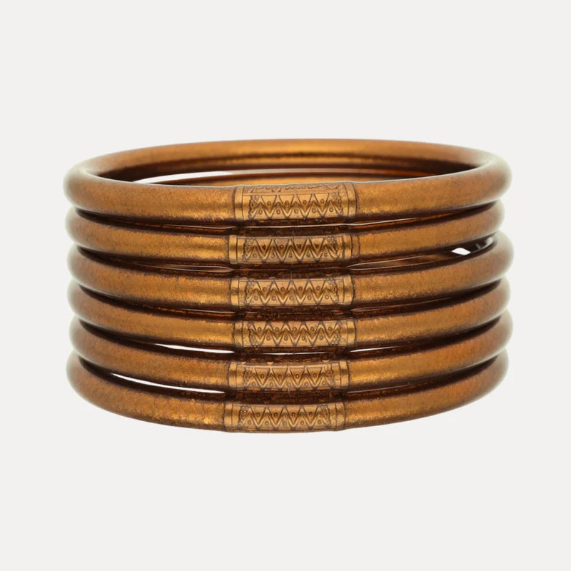 BuDhaGirl | Set of Six | All Weather Bangles in Saddle Brown