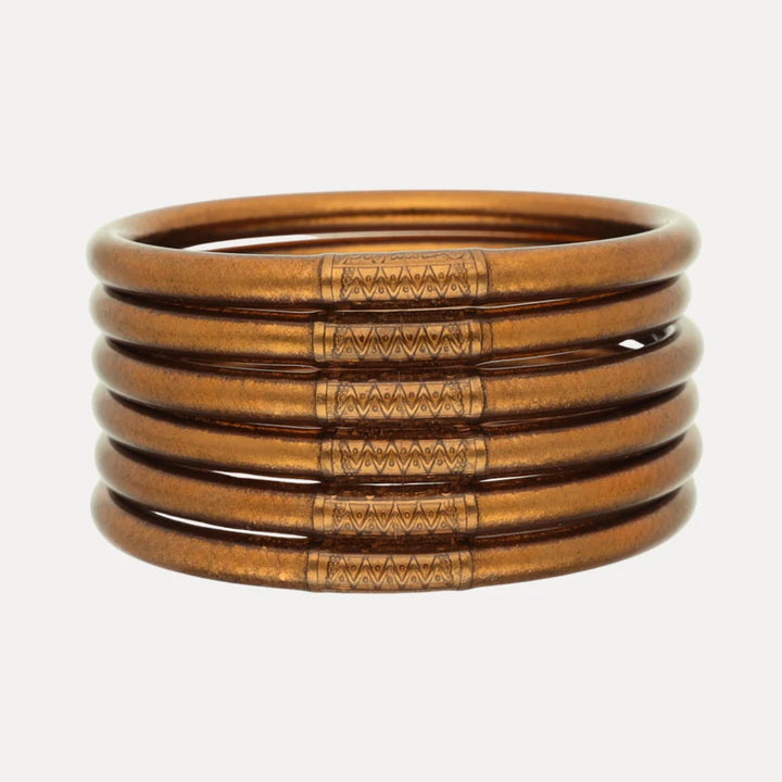 BuDhaGirl | Set of Six | All Weather Bangles in Saddle Brown