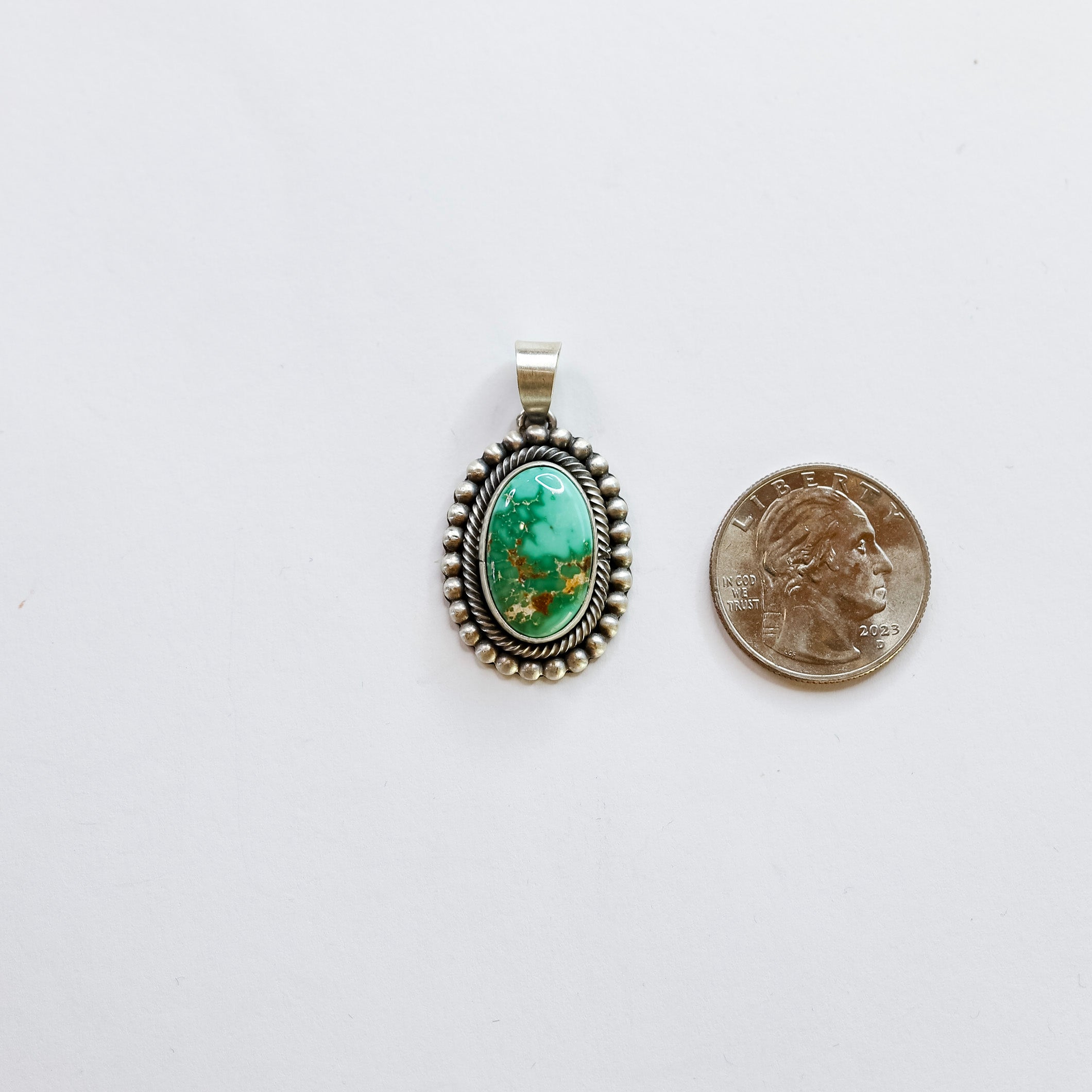 Scott Skeets | Navajo Handmade Sterling Silver Pendant with Genuine Royston Turquoise Stone