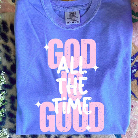 Online Exclusive | God is Good Comfort Color Graphic Tee in Violet Purple