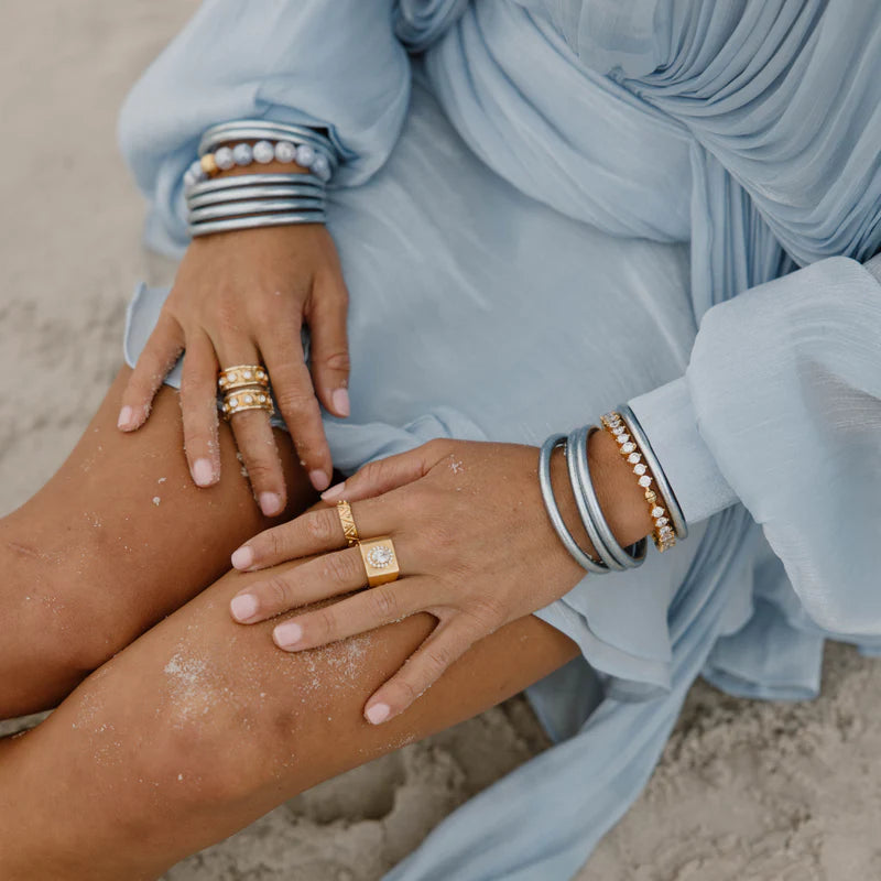 BuDhaGirl | Set of Six | All Weather Bangles in Celeste Blue