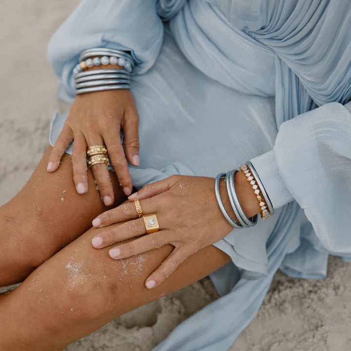 BuDhaGirl | Set of Six | All Weather Bangles in Celeste Blue