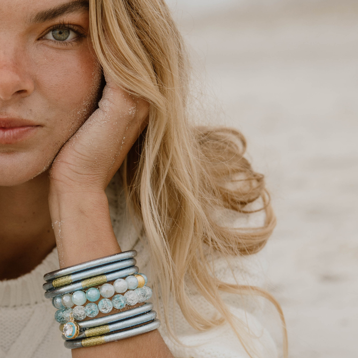 BuDhaGirl | Set of Six | All Weather Bangles in Celeste Blue