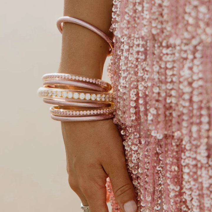 BuDhaGirl | Set of Six | All Weather Bangles in Ice Rose Pink