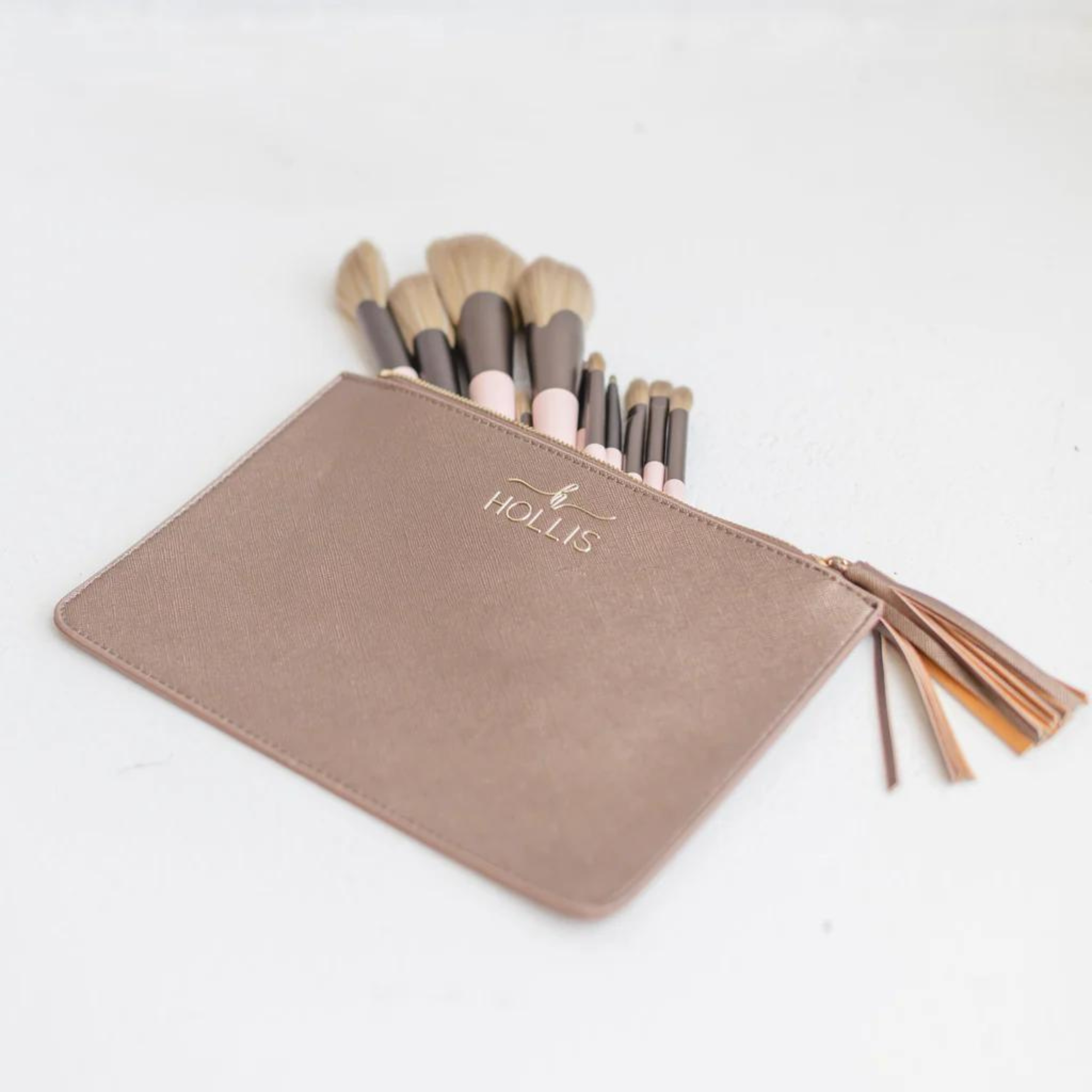 Hollis | Brush and Pouch Set in Metallic Mocha - Giddy Up Glamour Boutique