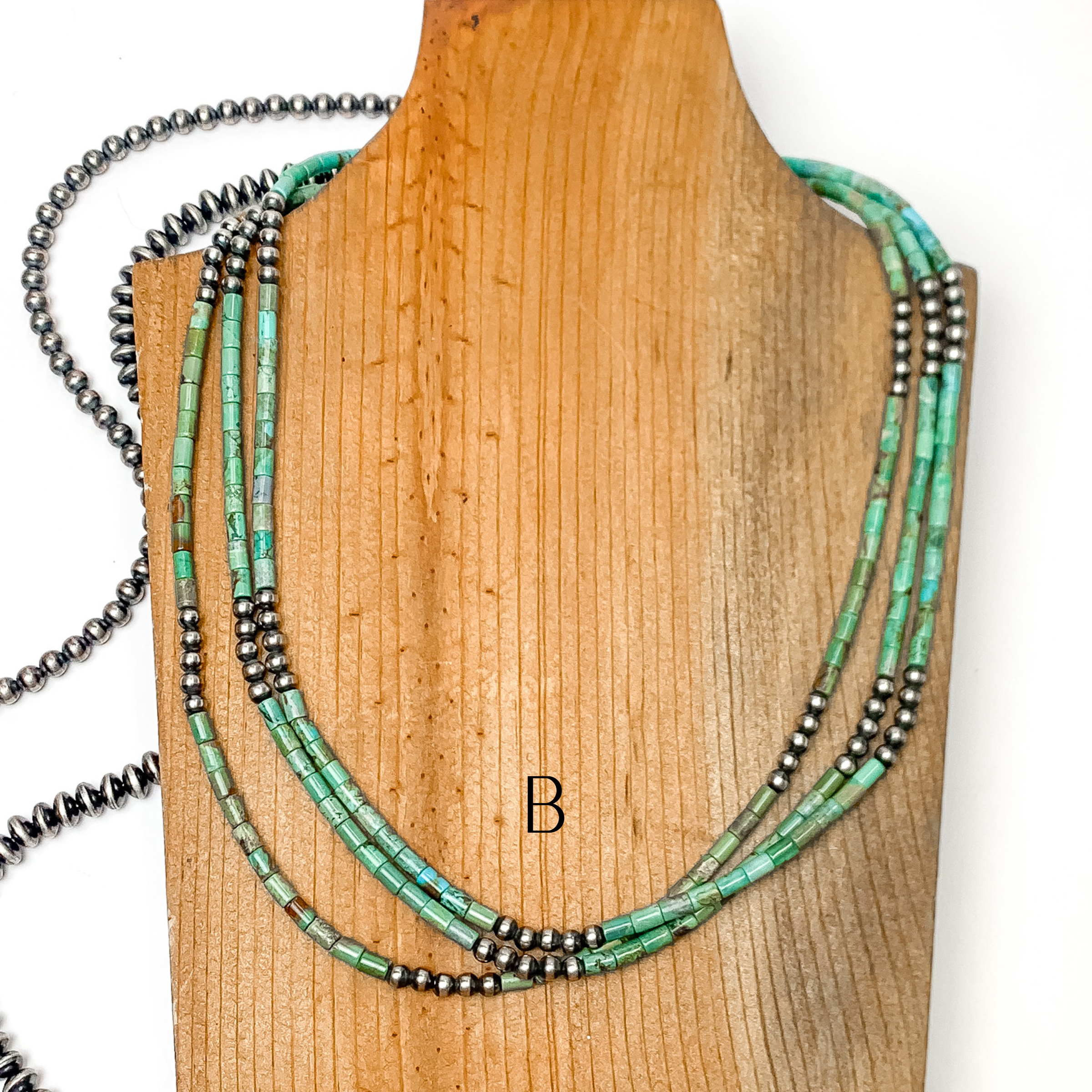 Navajo | Navajo Handmade Sterling Silver 3 Strand Turquoise Beaded Necklace with Navajo Pearls - Giddy Up Glamour Boutique