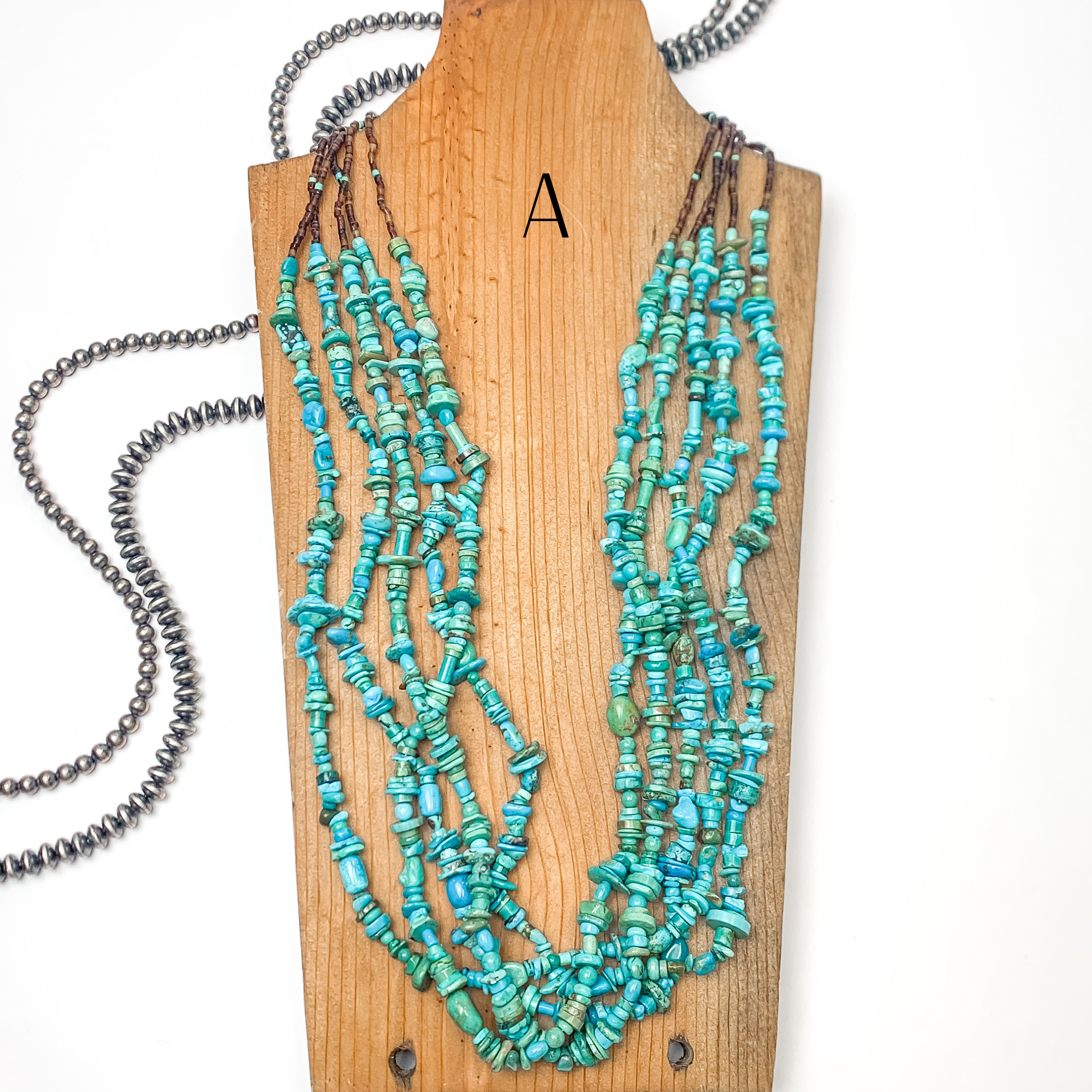 Navajo | Authentic Five Strand Turquoise in Blue + Green Hues and Heishi Necklace - Giddy Up Glamour Boutique