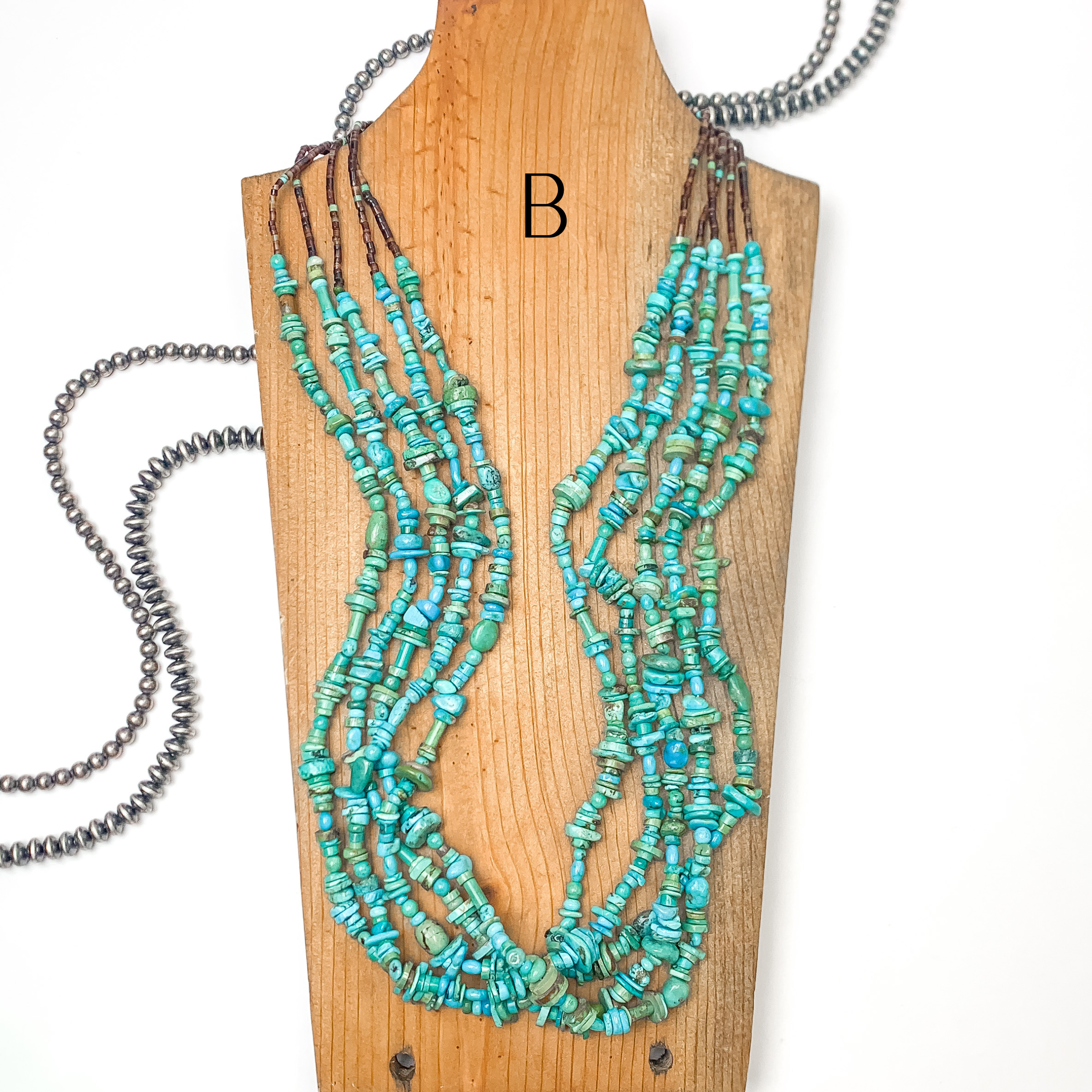 Navajo | Authentic Five Strand Turquoise in Blue + Green Hues and Heishi Necklace - Giddy Up Glamour Boutique
