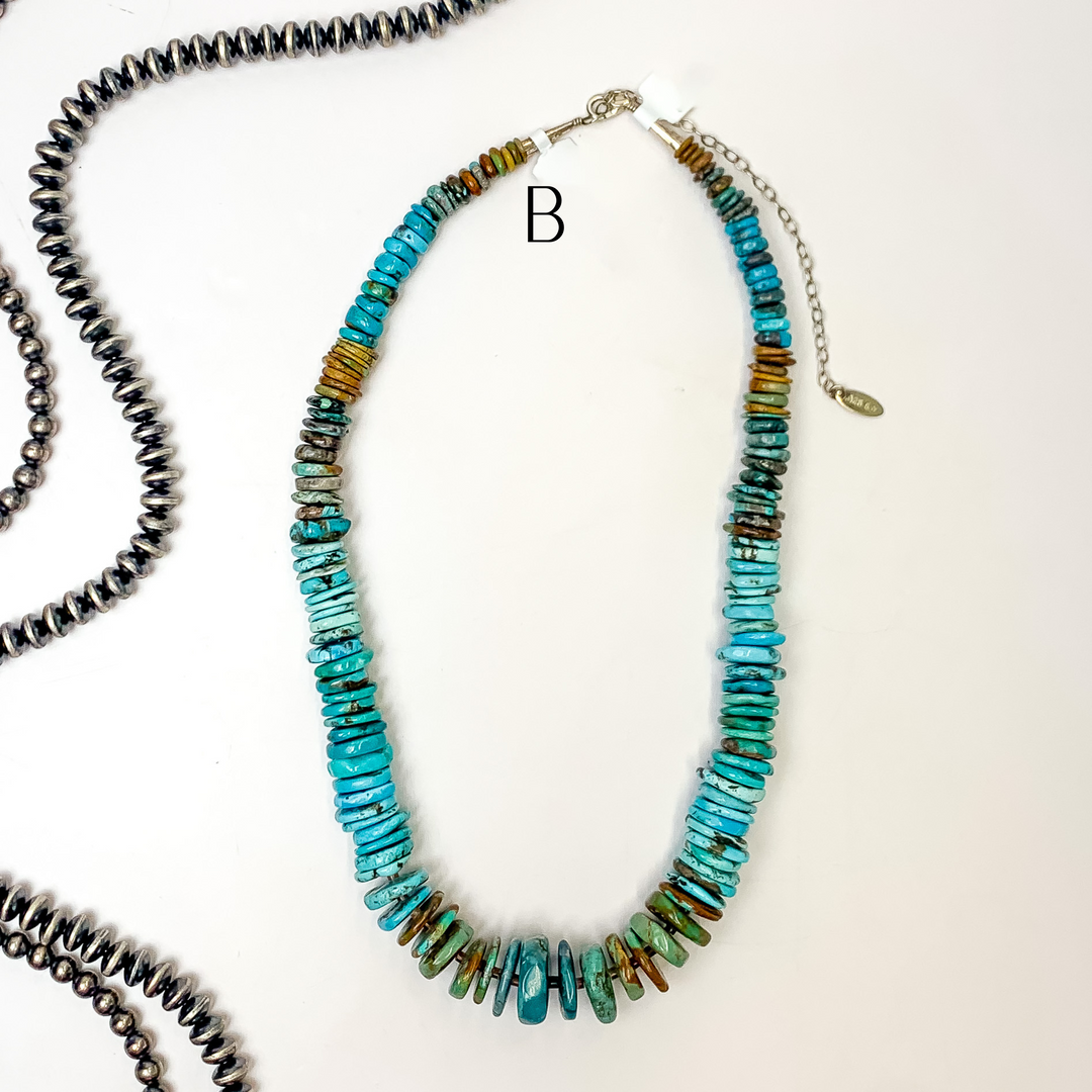 Betty Bitsie | Navajo Handmade Graduated Kingman Turquoise Circle Beaded Stones - Giddy Up Glamour Boutique