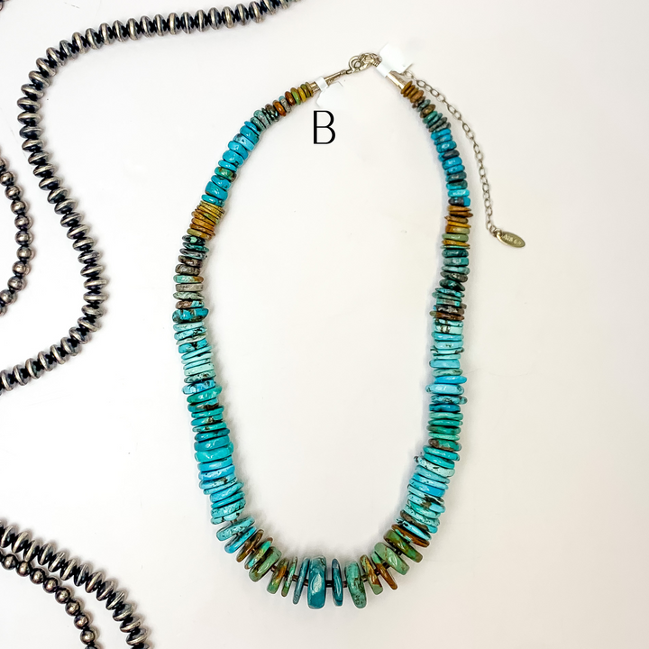 Betty Bitsie | Navajo Handmade Graduated Kingman Turquoise Circle Beaded Stones - Giddy Up Glamour Boutique
