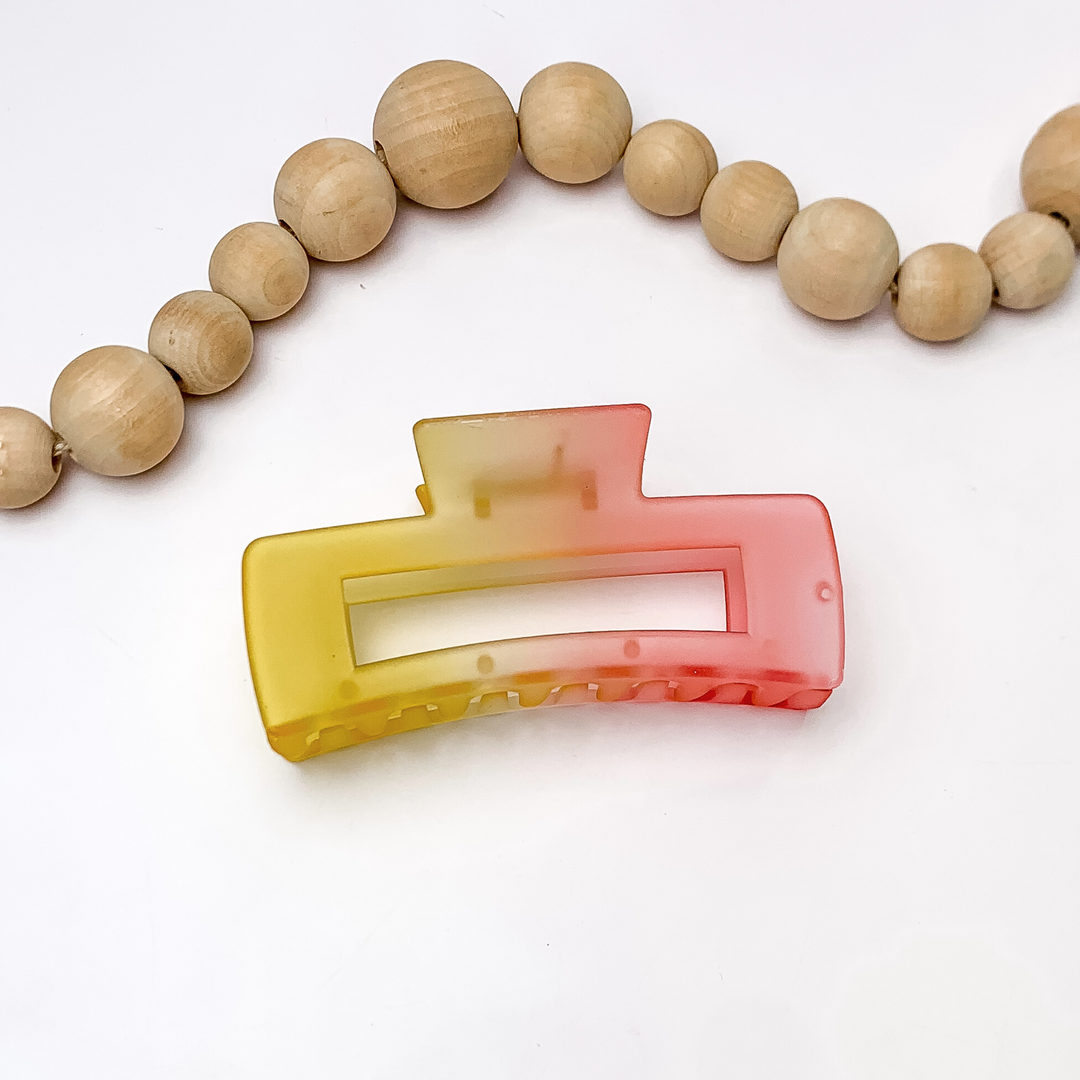 Rainbow Rush Rectangle Claw Clip in Red and Yellow Ombre - Giddy Up Glamour Boutique