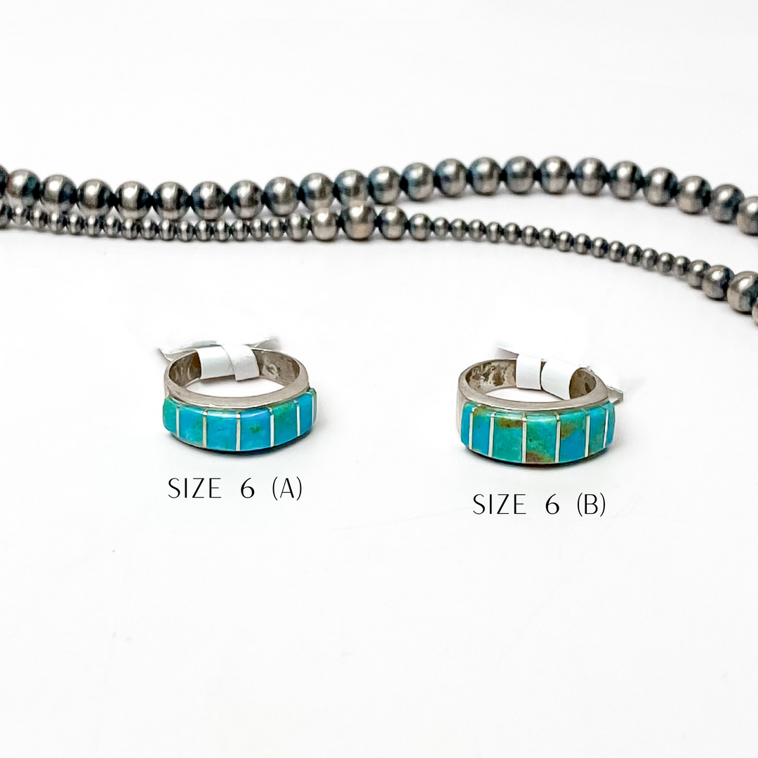 Rita Ybarra | Navajo Handmade Sterling Silver Band Ring with Green Turquoise Stone - Giddy Up Glamour Boutique