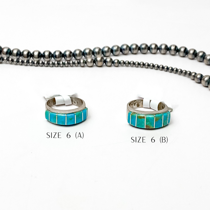 Rita Ybarra | Navajo Handmade Sterling Silver Band Ring with Green Turquoise Stone - Giddy Up Glamour Boutique