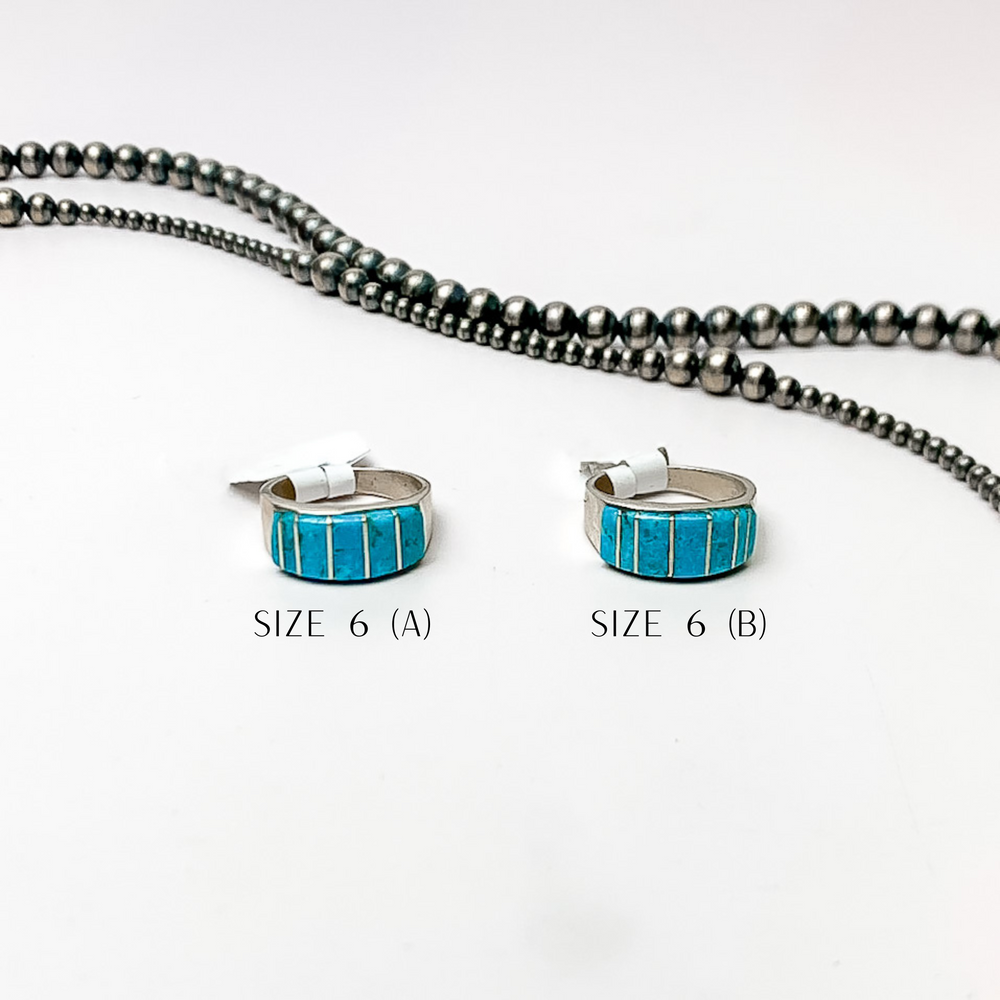 Rita Ybarra | Navajo Handmade Sterling Silver Band Ring with Blue Turquoise - Giddy Up Glamour Boutique